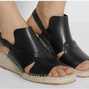 Rag & Bone Sayre Leather Espadrille Wedge black Sandals Wedge Size 6